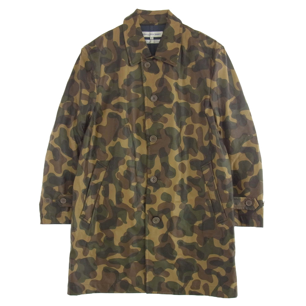 COMME des GARCONS コムデギャルソン SHIRT シャツ S10103 カモフラ柄 オ-バーサイズ コーティング ステンカラーコート ブラウン系 マルチカラー系 S【中古】