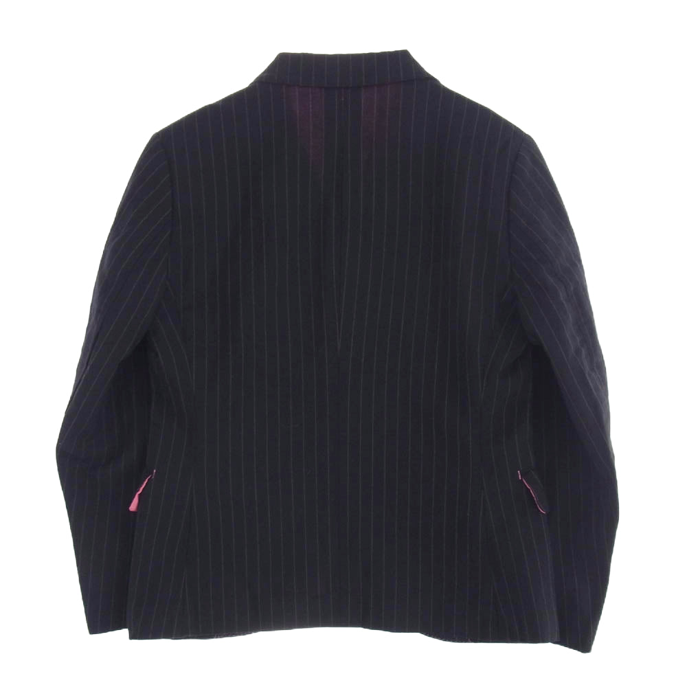 COMME des GARCONS HOMME PLUS コムデギャルソンオムプリュス AD2004 PO-J006 ピンクパンサー期 ピンク裏地 ストライプ テーラード ジャケット ブラック系 ピンク系 S【中古】