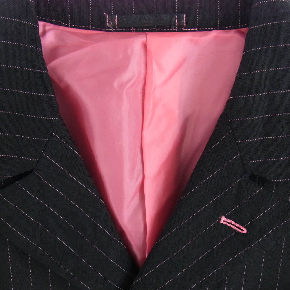 COMME des GARCONS HOMME PLUS コムデギャルソンオムプリュス AD2004 PO-J006 ピンクパンサー期 ピンク裏地 ストライプ テーラード ジャケット ブラック系 ピンク系 S【中古】