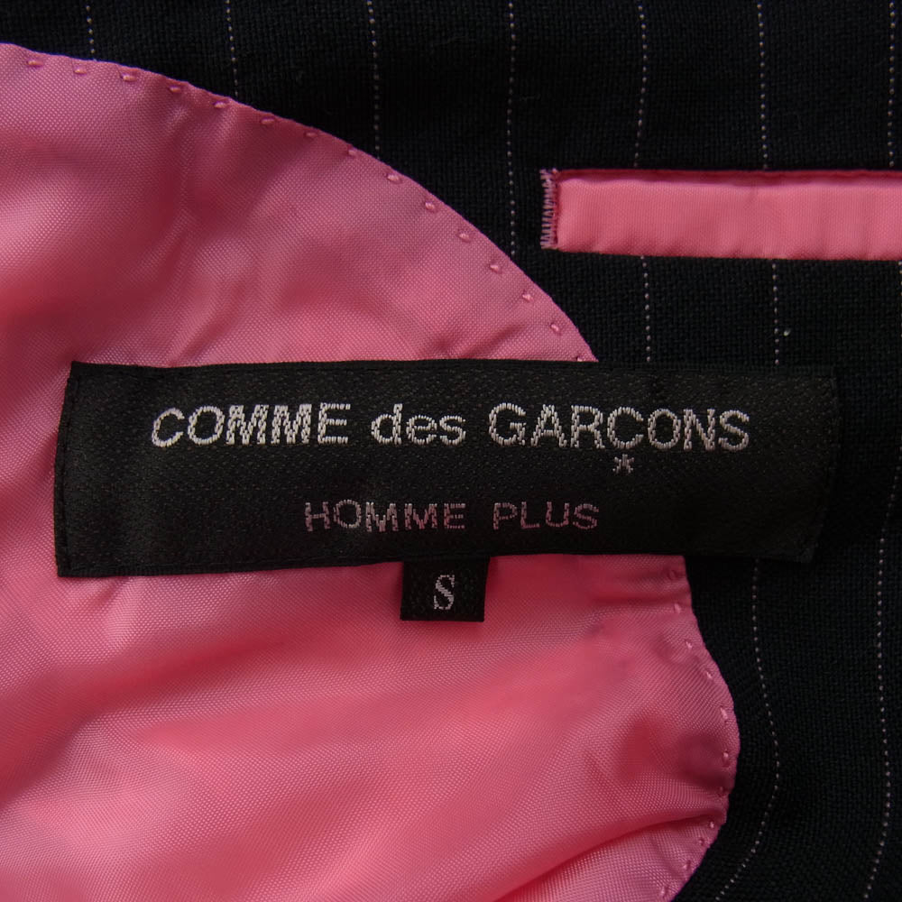 COMME des GARCONS HOMME PLUS コムデギャルソンオムプリュス AD2004 PO-J006 ピンクパンサー期 ピンク裏地 ストライプ テーラード ジャケット ブラック系 ピンク系 S【中古】