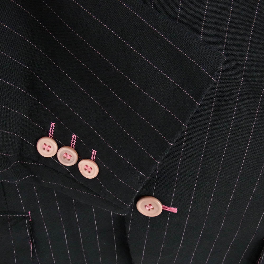COMME des GARCONS HOMME PLUS コムデギャルソンオムプリュス AD2004 PO-J006 ピンクパンサー期 ピンク裏地 ストライプ テーラード ジャケット ブラック系 ピンク系 S【中古】