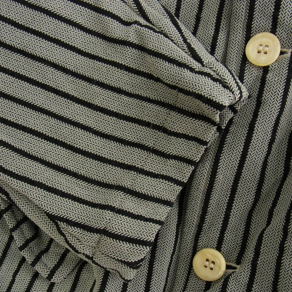 COMME des GARCONS HOMME PLUS コムデギャルソンオムプリュス AD1999 PJ10095M PP-10071M 90s ヴィンテージプリュス ポリ縮 エステル製品加工 ヘリンボーン柄 ストライプ テーラード ジャケット ストレートパンツ セットアップ グレー系 M【中古】