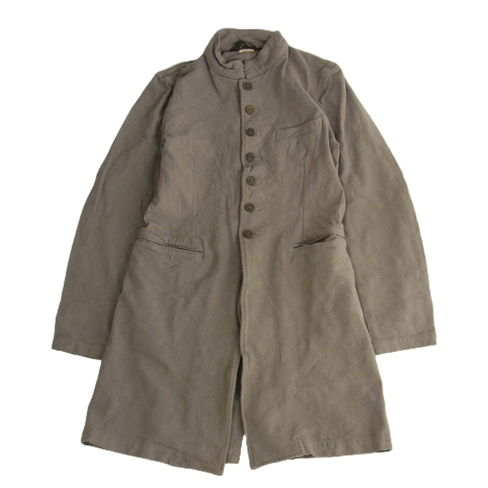 COMME des GARCONS HOMME PLUS コムデギャルソンオムプリュス AD2007 PT-J021 PT-P017 刺繍総柄スタンドカラーポリ縮 エステル製品加工 ロング タキシード ジャケット ストレートパンツ セットアップ チャコール系 S【中古】