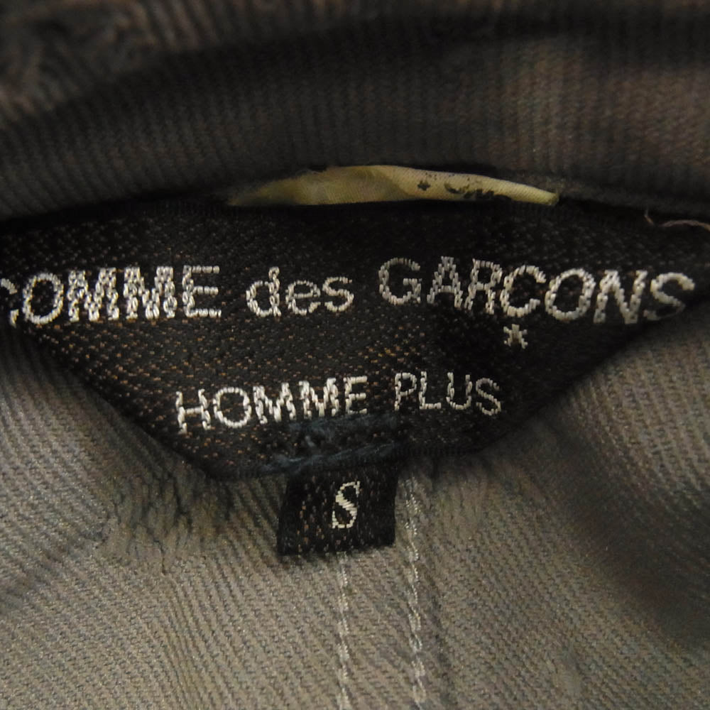 COMME des GARCONS HOMME PLUS コムデギャルソンオムプリュス AD2007 PT-J021 PT-P017 刺繍総柄スタンドカラーポリ縮 エステル製品加工 ロング タキシード ジャケット ストレートパンツ セットアップ チャコール系 S【中古】
