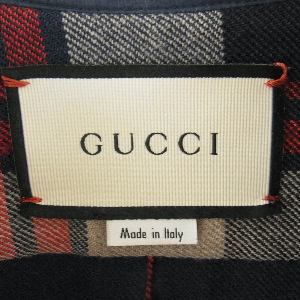 GUCCI グッチ 495091 チェック柄 ウール シャツ ジャケット コート ※襟欠品 マルチカラー系 48【中古】