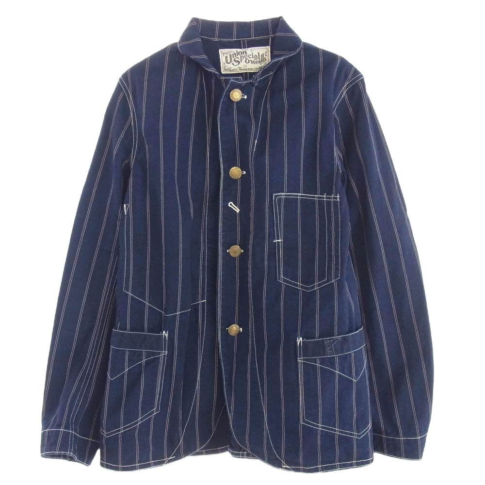 FREEWHEELERS フリーホイーラーズ CONDUCTOR JACKET WABASH STRIPE 1800年代 ワーク スタイル コンダクター ジャケット ウォバッシュ インディゴブルー系 36【中古】