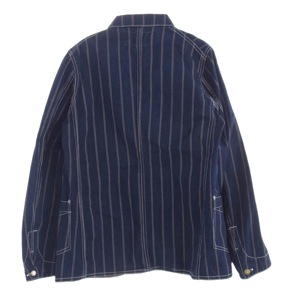 FREEWHEELERS フリーホイーラーズ CONDUCTOR JACKET WABASH STRIPE 1800年代 ワーク スタイル コンダクター ジャケット ウォバッシュ インディゴブルー系 36【中古】