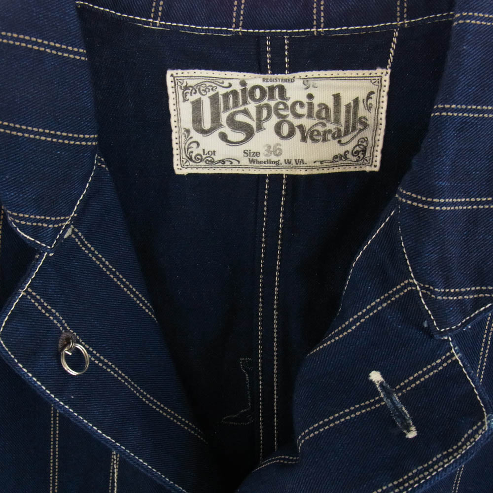 FREEWHEELERS フリーホイーラーズ CONDUCTOR JACKET WABASH STRIPE 1800年代 ワーク スタイル コンダクター ジャケット ウォバッシュ インディゴブルー系 36【中古】