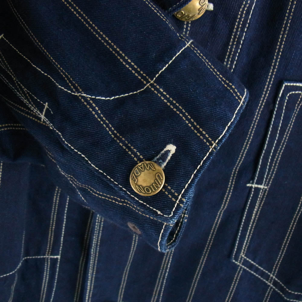 FREEWHEELERS フリーホイーラーズ CONDUCTOR JACKET WABASH STRIPE 1800年代 ワーク スタイル コンダクター ジャケット ウォバッシュ インディゴブルー系 36【中古】