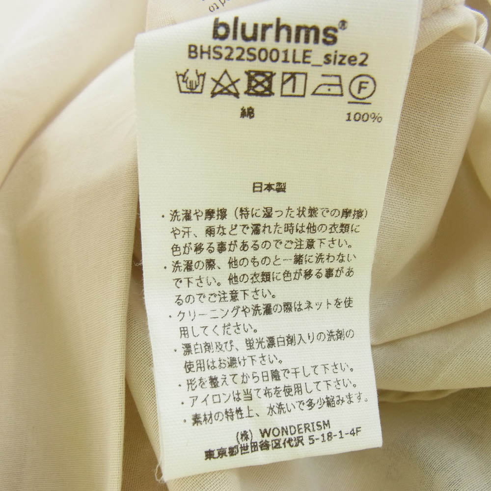 blurhms ブラームス BHS22S001LE コットン 長袖 シャツ オフホワイト系 2【中古】