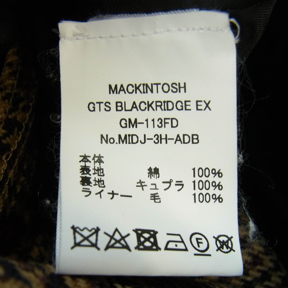 Mackintosh マッキントッシュ MIDJ-3H-ADB GTS BLACKRIDGE EX ライナー付き ステンカラーコート ネイビー系 38【中古】
