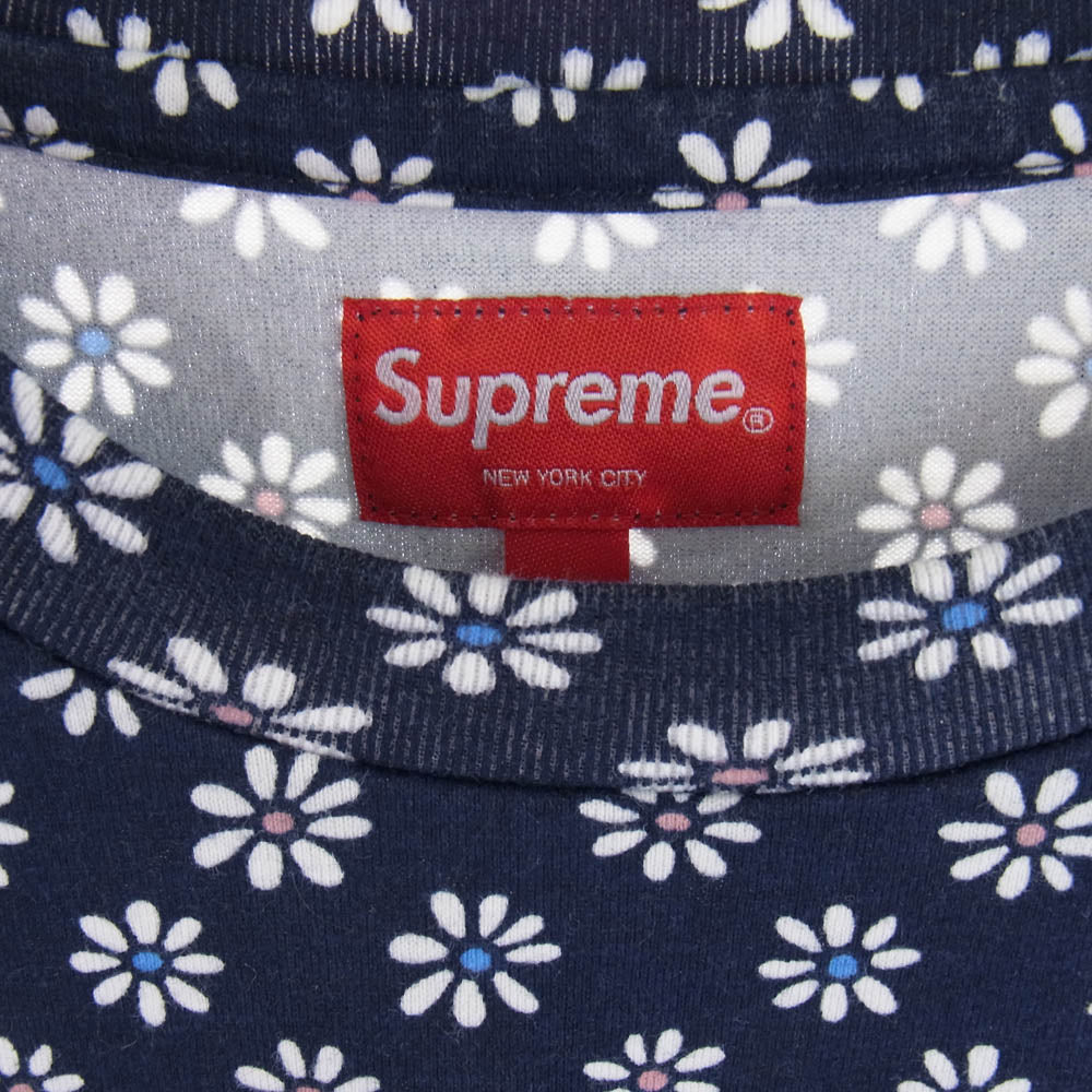 Supreme シュプリーム 22AW Small Box L/S Tee 総柄 スモールボックスロゴ 長袖 Tシャツ ネイビー系 L【中古】