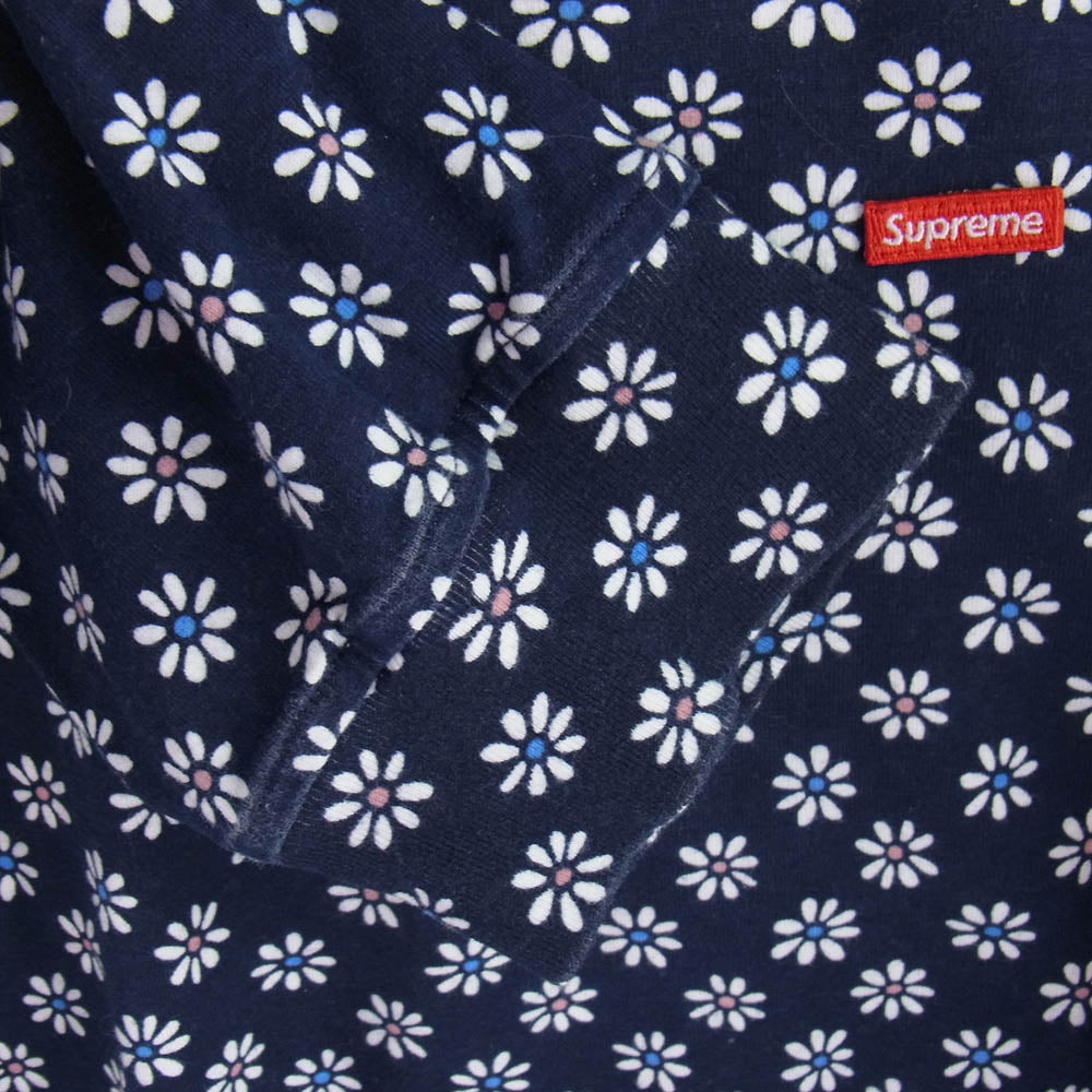 Supreme シュプリーム 22AW Small Box L/S Tee 総柄 スモールボックスロゴ 長袖 Tシャツ ネイビー系 L【中古】