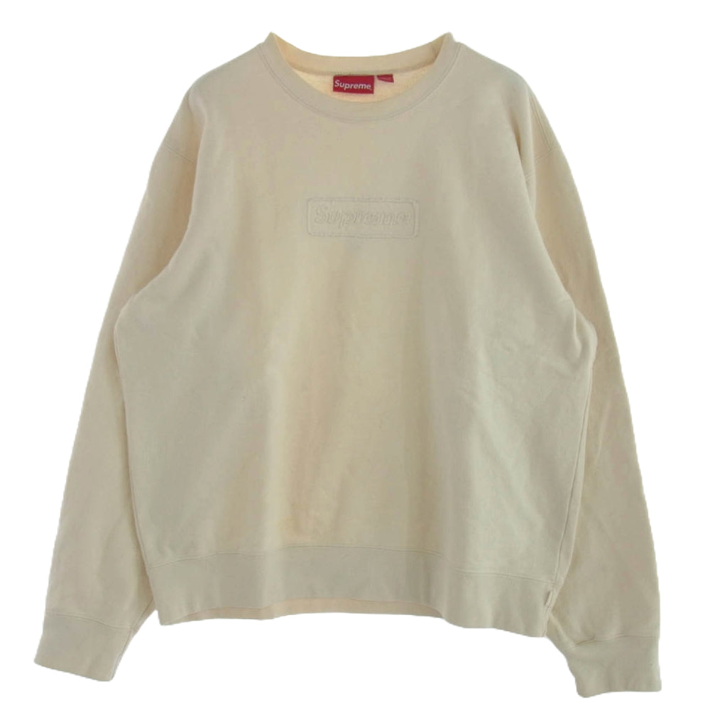 Supreme シュプリーム 20SS Cutout Logo Crewneck カットアウトロゴ クルーネック スウェット オフホワイト系 L【中古】