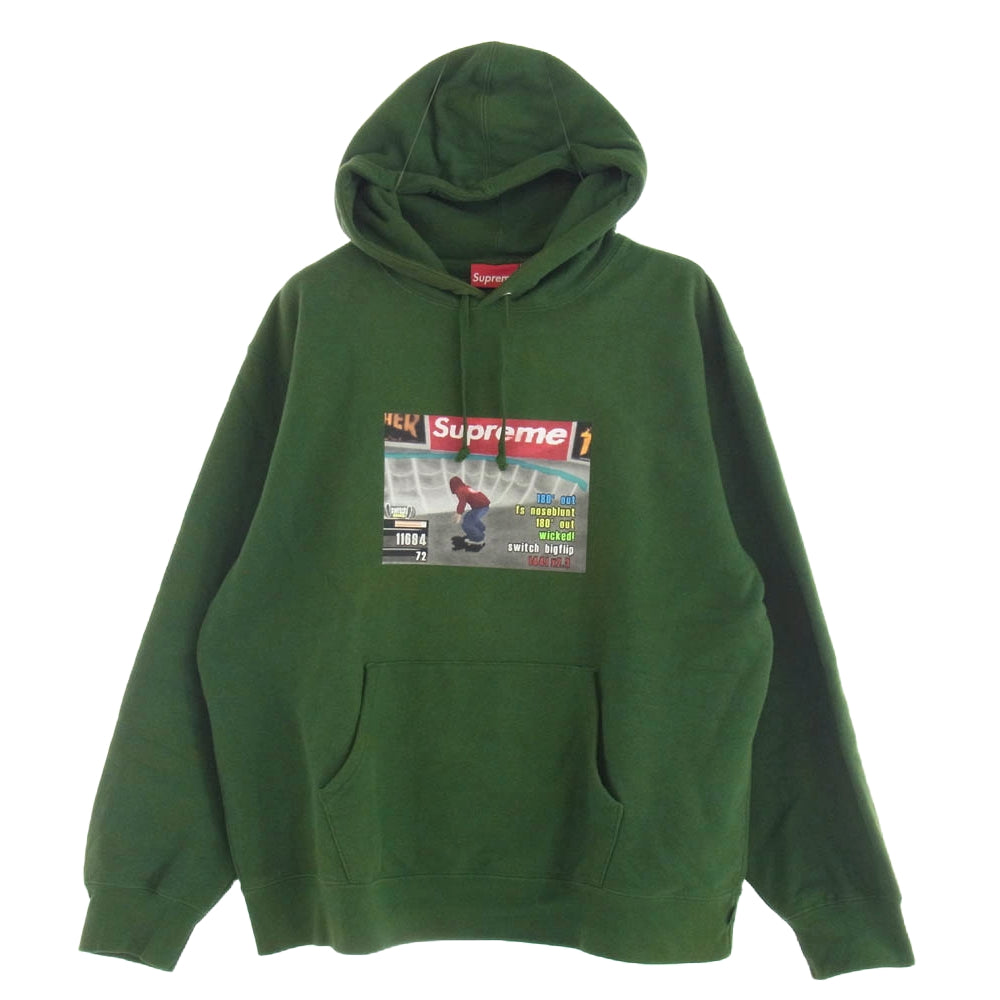 Supreme シュプリーム 21AW Thrasher Hooded Sweatshirt スラッシャー スウェット パーカー グリーン系 L【中古】