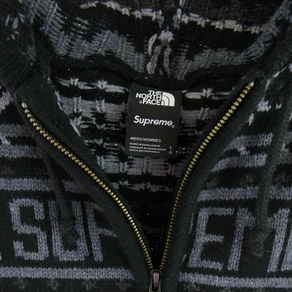 Supreme シュプリーム 22AW The North Face Zip Up Hooded Sweater ノースフェイス ジップ アップ フーディー セーター ブラック系 グレー系 L【中古】