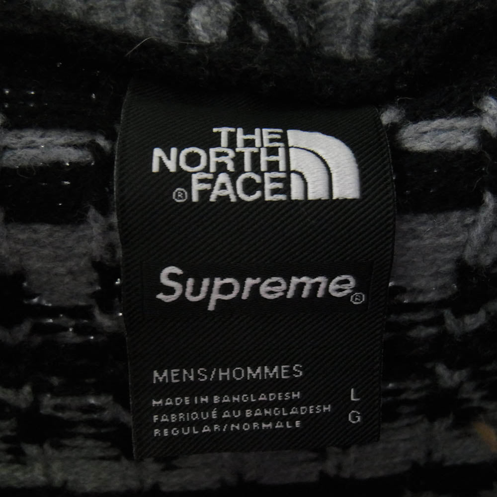 Supreme シュプリーム 22AW The North Face Zip Up Hooded Sweater ノースフェイス ジップ アップ フーディー セーター ブラック系 グレー系 L【中古】