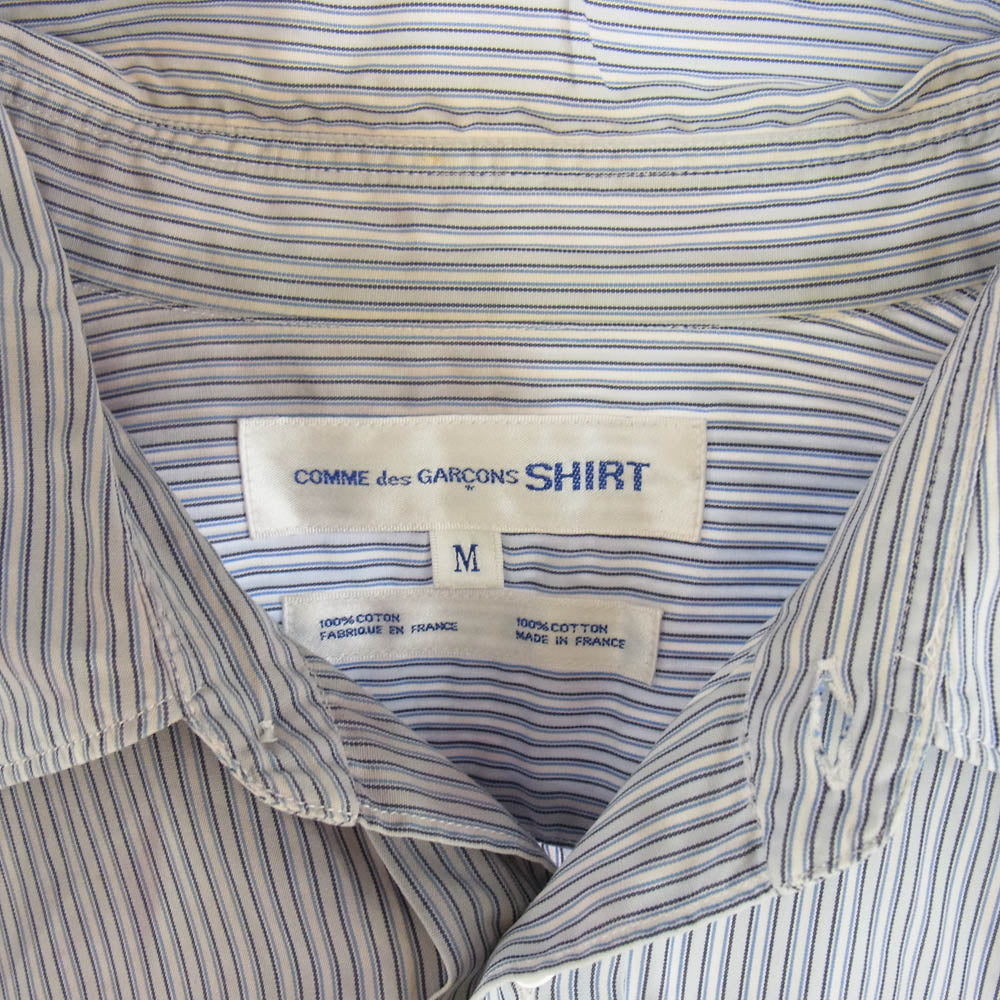 COMME des GARCONS コムデギャルソン SHIRT シャツ 加工 ストライプ シャツ ブルー系 M【中古】