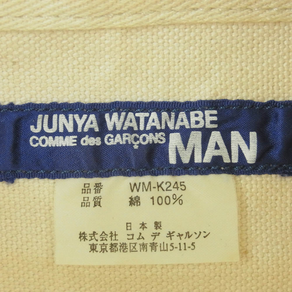 JUNYA WATANABE COMME des GARCONS MAN ジュンヤワタナベコムデギャルソンマン 04SS WM-K245 ステンシル プリント キャンバス ボストン バッグ ベージュ系 カーキ系【中古】