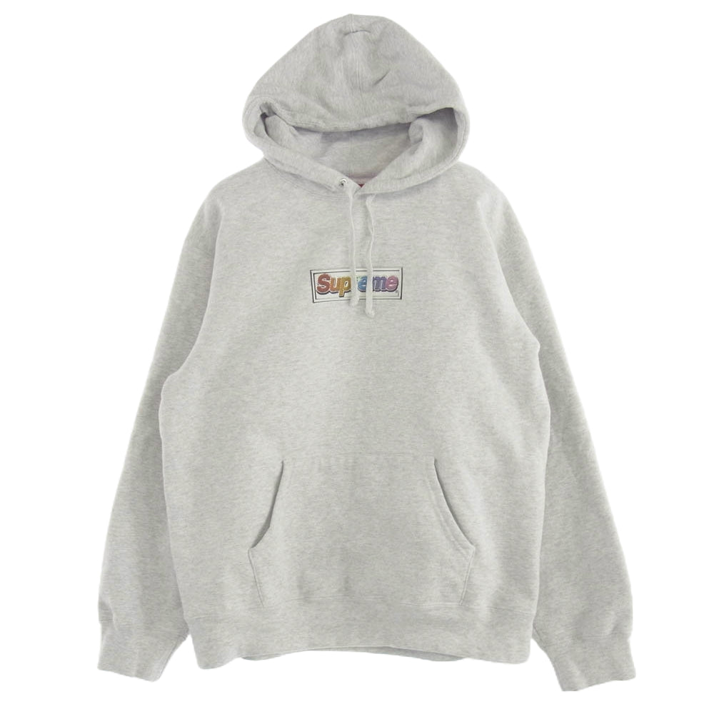 Supreme シュプリーム 22SS bling box logo hooded sweatshirt ブリング ボックス ロゴ フーディー スウェットシャツ グレー系 M【中古】