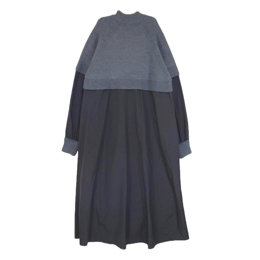 nagonstans ナゴンスタンス 470HA433-1210 knit combination dress ニット コンビネーション ドレス 異素材 ワンピース グレー系 M【中古】