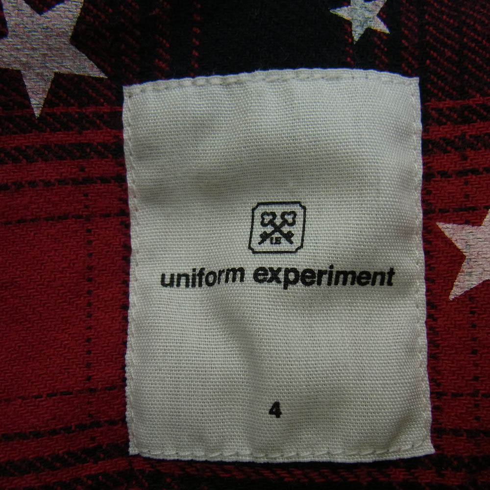 uniform experiment ユニフォームエクスペリメント 16AW UE-167052 UE STAR PRINT OMBRE CHECK B.D SHIRT スタープリント オンブレチェック シャツ 長袖 レッド系 4【中古】