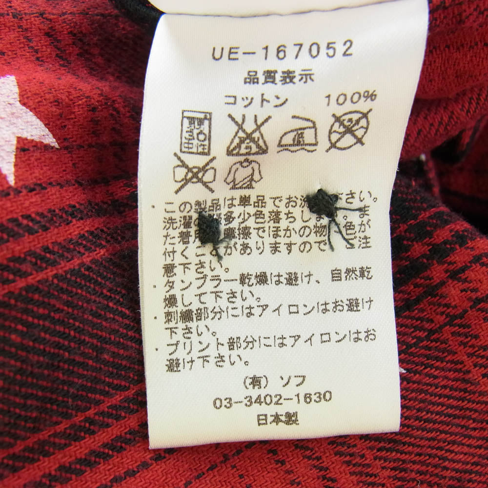 uniform experiment ユニフォームエクスペリメント 16AW UE-167052 UE STAR PRINT OMBRE CHECK B.D SHIRT スタープリント オンブレチェック シャツ 長袖 レッド系 4【中古】