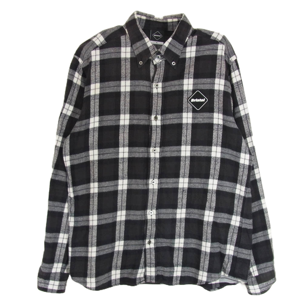 F.C.R.B. エフシーアールビー 17SS FCRB-170052 STAR FLANNEL SHIRTS バックスタープリント チェック シャツ 長袖 ブラック系 XL【中古】