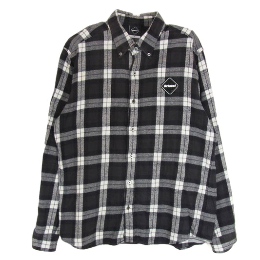 F.C.R.B. エフシーアールビー 17SS FCRB-170052 STAR FLANNEL SHIRTS バックスタープリント チェック シャツ 長袖 ブラック系 XL【中古】