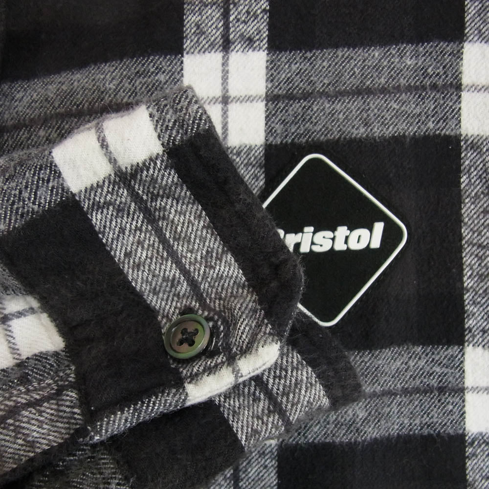 F.C.R.B. エフシーアールビー 17SS FCRB-170052 STAR FLANNEL SHIRTS バックスタープリント チェック シャツ 長袖 ブラック系 XL【中古】