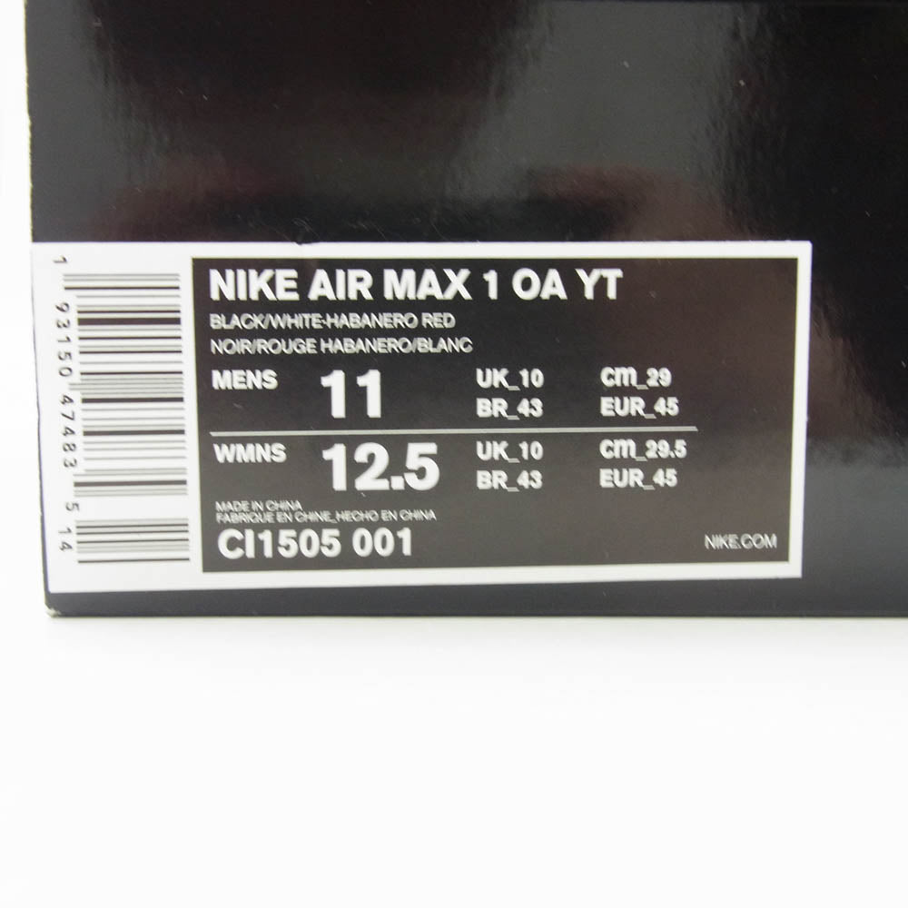 NIKE ナイキ CI1505-001 AIR MAX 1 OA YT TOKYO MAZE エアマックス 1 ON AIR  Yuta Takuman-TOKYO MAZE  ブラック スニーカー マルチカラー系 29cm【新古品】【未使用】【中古】