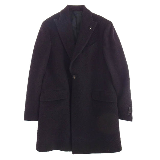 LARDINI ラルディーニ イタリア製 ブートニエール 付 ウール キュプラ コート エンジ系 3【中古】