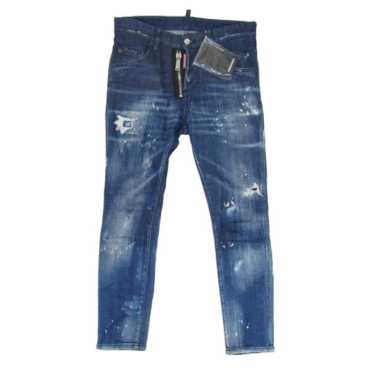 DSQUARED2 ディースクエアード 21SS S74LB0939 S30342 国内正規品 SKATER JEANS スケーター ペイント ダメージ加工 ジーンズ デニムパンツ インディゴブルー系 42【中古】