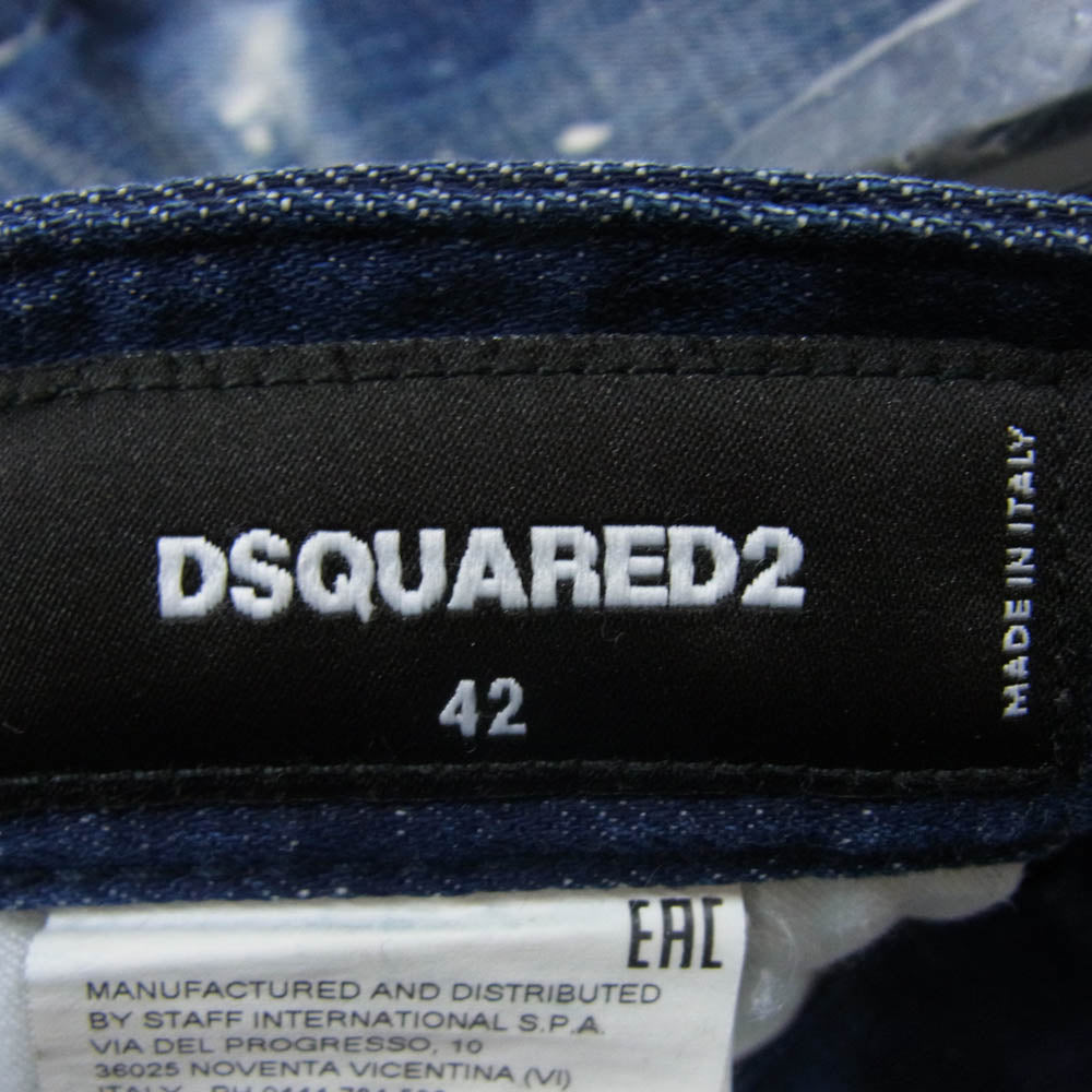 DSQUARED2 ディースクエアード 21SS S74LB0939 S30342 国内正規品 SKATER JEANS スケーター ペイント ダメージ加工 ジーンズ デニムパンツ インディゴブルー系 42【中古】