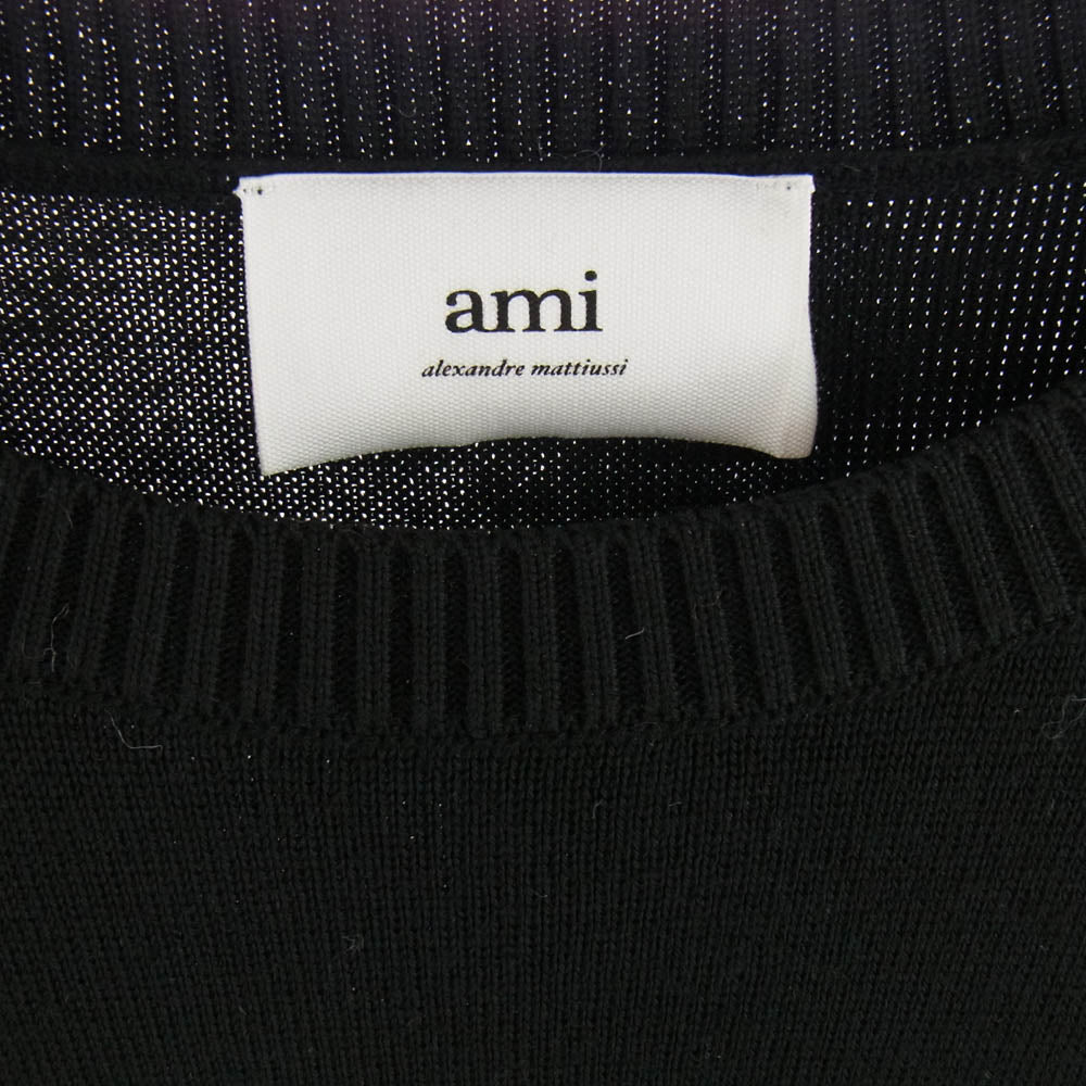 AMI PARIS アミパリス BFHKS001.001 AMI Alexandre Mattiussi AMI DE COEUR アミアレクサンドルマテュッシ ハートロゴ クルーネック ニット セーター ブラック系 XL【中古】