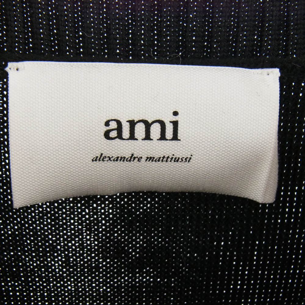AMI PARIS アミパリス BFHKS001.001 AMI Alexandre Mattiussi AMI DE COEUR アミアレクサンドルマテュッシ ハートロゴ クルーネック ニット セーター ブラック系 XL【中古】