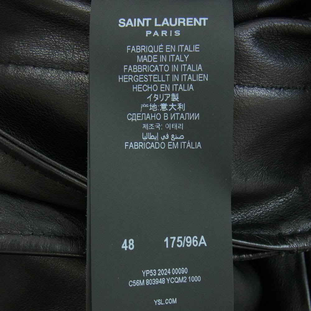 SAINT LAURENT サンローラン 24AW 803948 YCQM2 イタリア製 Mackintosh Coat ベジタブルタンレザー マッキントッシュコート ブラック系 48【美品】【中古】