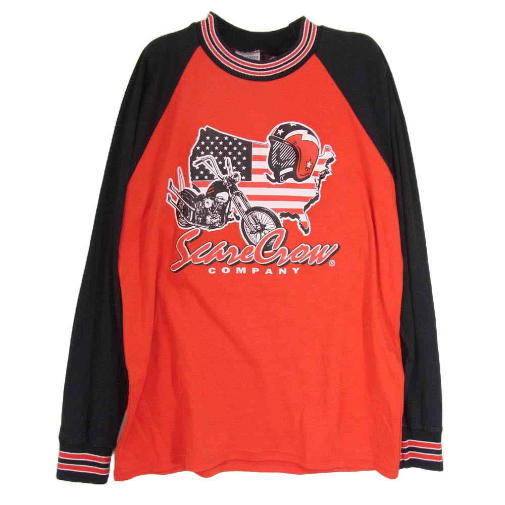 スケアクロウ PRINT TEE LS プリント 長袖 Tシャツ 赤系 レッド系 L【中古】