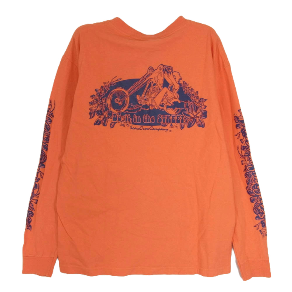 スケアクロウ PRINT TEE LS プリント 長袖 Tシャツ カットソー オレンジ系 M【中古】
