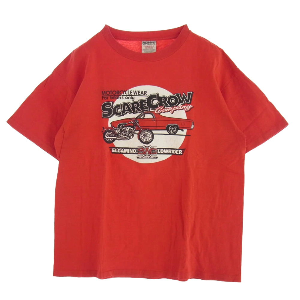 スケアクロウ PRINT TEE SS プリント 半袖 Tシャツ 赤系 レッド系 L【中古】