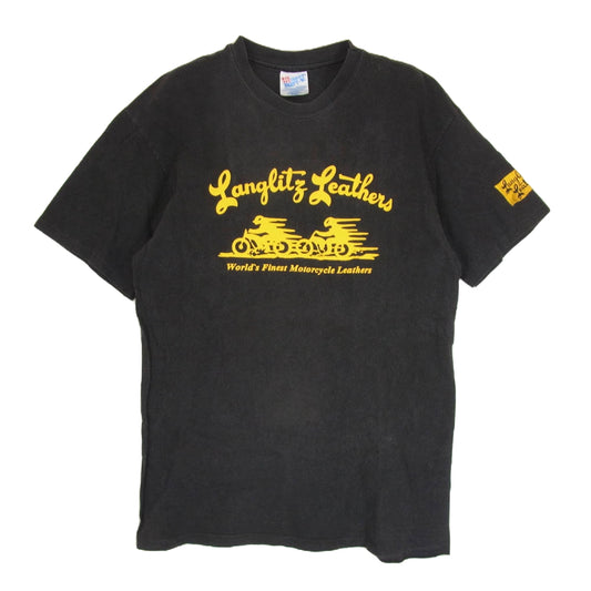 LANGLITZ LEATHERS ラングリッツレザーズ PRINT TEE SS プリント 半袖 Tシャツ 黒系 ブラック系 M【中古】