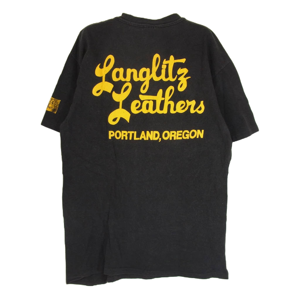 LANGLITZ LEATHERS ラングリッツレザーズ PRINT TEE SS プリント 半袖 Tシャツ 黒系 ブラック系 M【中古】
