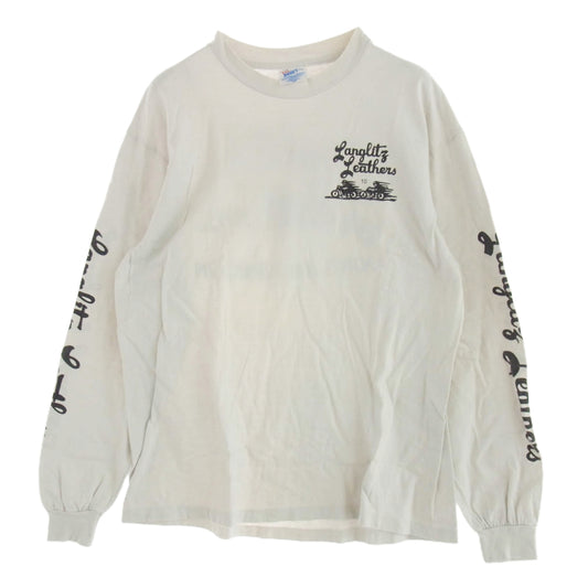 LANGLITZ LEATHERS ラングリッツレザーズ PRINT TEE LS プリント 長袖 Tシャツ 薄水色系 ホワイト系 L【中古】