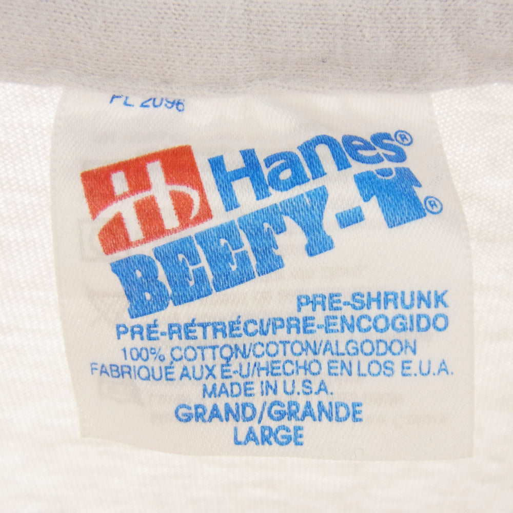 LANGLITZ LEATHERS ラングリッツレザーズ PRINT TEE LS プリント 長袖 Tシャツ 薄水色系 ホワイト系 L【中古】