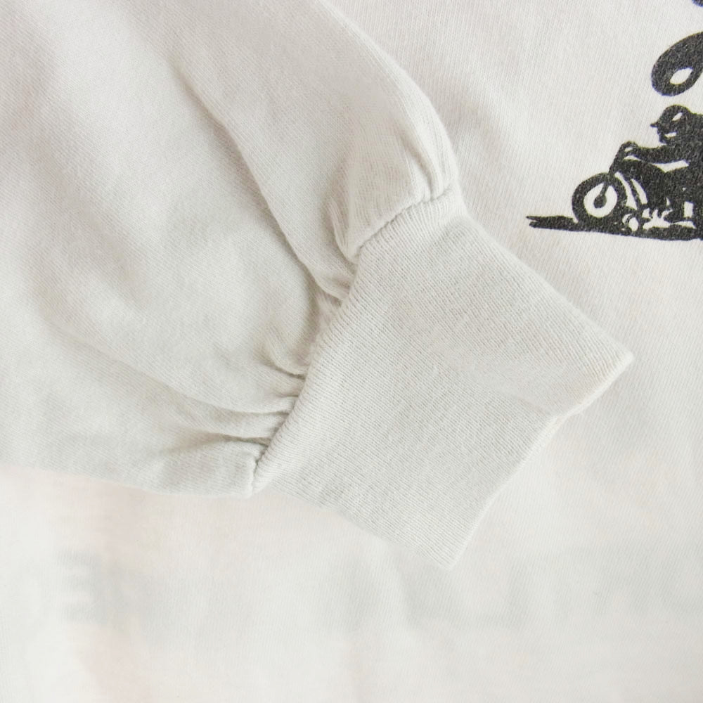 LANGLITZ LEATHERS ラングリッツレザーズ PRINT TEE LS プリント 長袖 Tシャツ 薄水色系 ホワイト系 L【中古】