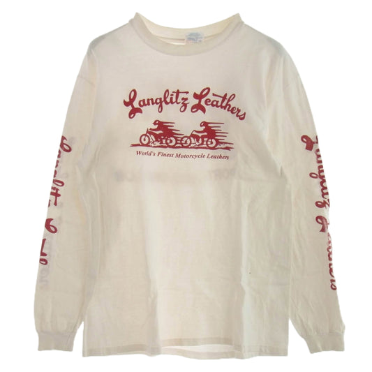 LANGLITZ LEATHERS ラングリッツレザーズ PRINT TEE LS プリント 長袖 Tシャツ 白系 ホワイト系 M【中古】