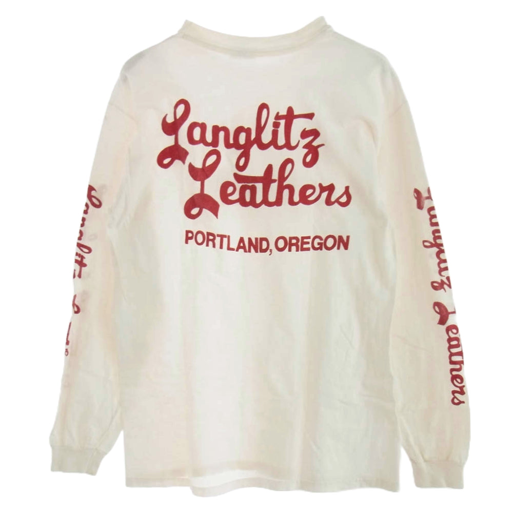 LANGLITZ LEATHERS ラングリッツレザーズ PRINT TEE LS プリント 長袖 Tシャツ 白系 ホワイト系 M【中古】