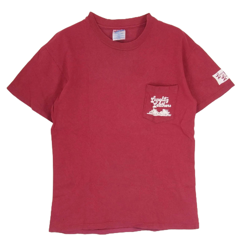 LANGLITZ LEATHERS ラングリッツレザーズ PRINT TEE SS POCKET プリント 半袖 ポケット Tシャツ エンジ系 M【中古】