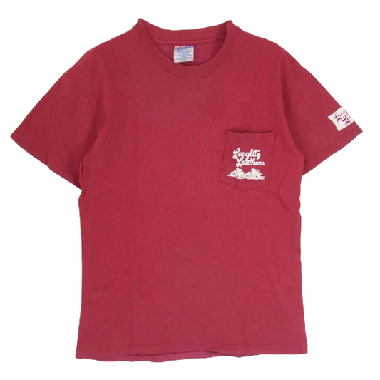 LANGLITZ LEATHERS ラングリッツレザーズ PRINT TEE SS POCKET プリント 半袖 ポケット Tシャツ エンジ系 M【中古】