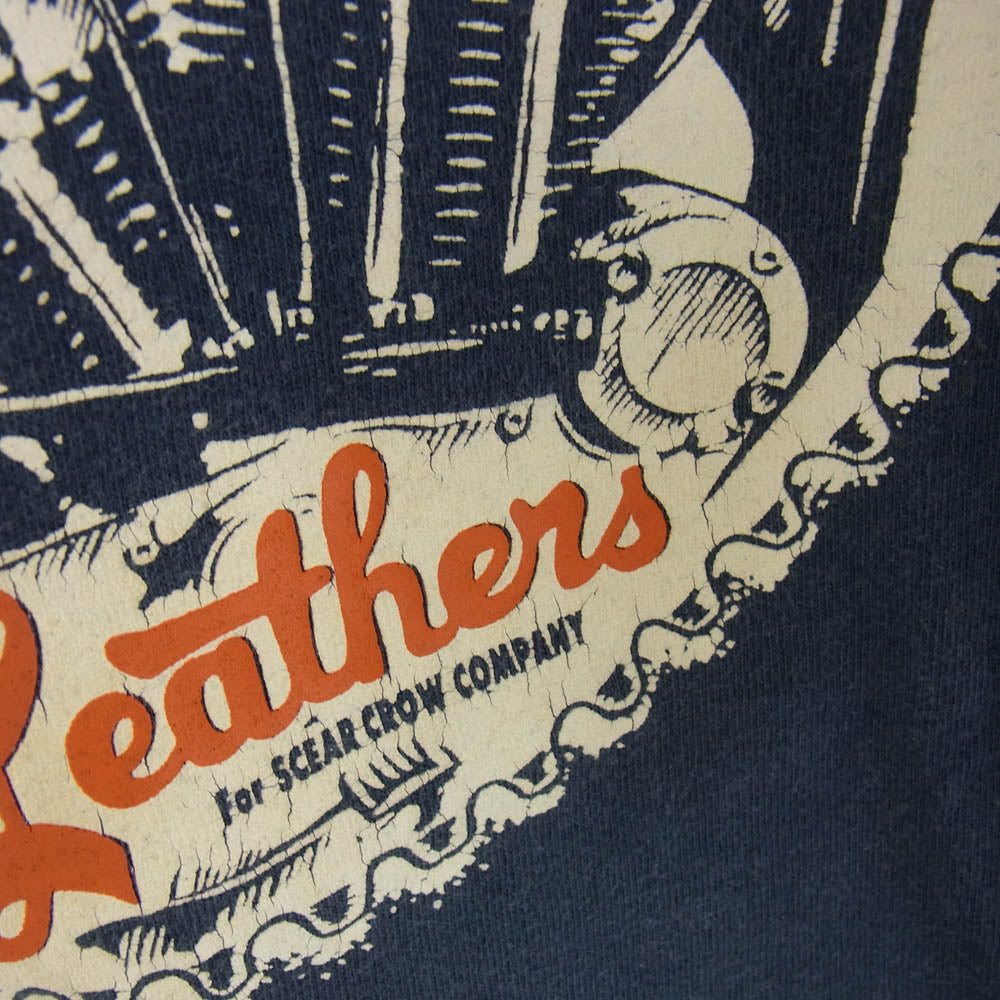 LANGLITZ LEATHERS ラングリッツレザーズ × SCARECROW スケアクロウ プリント 半袖 Tシャツ ネイビー系 L【中古】